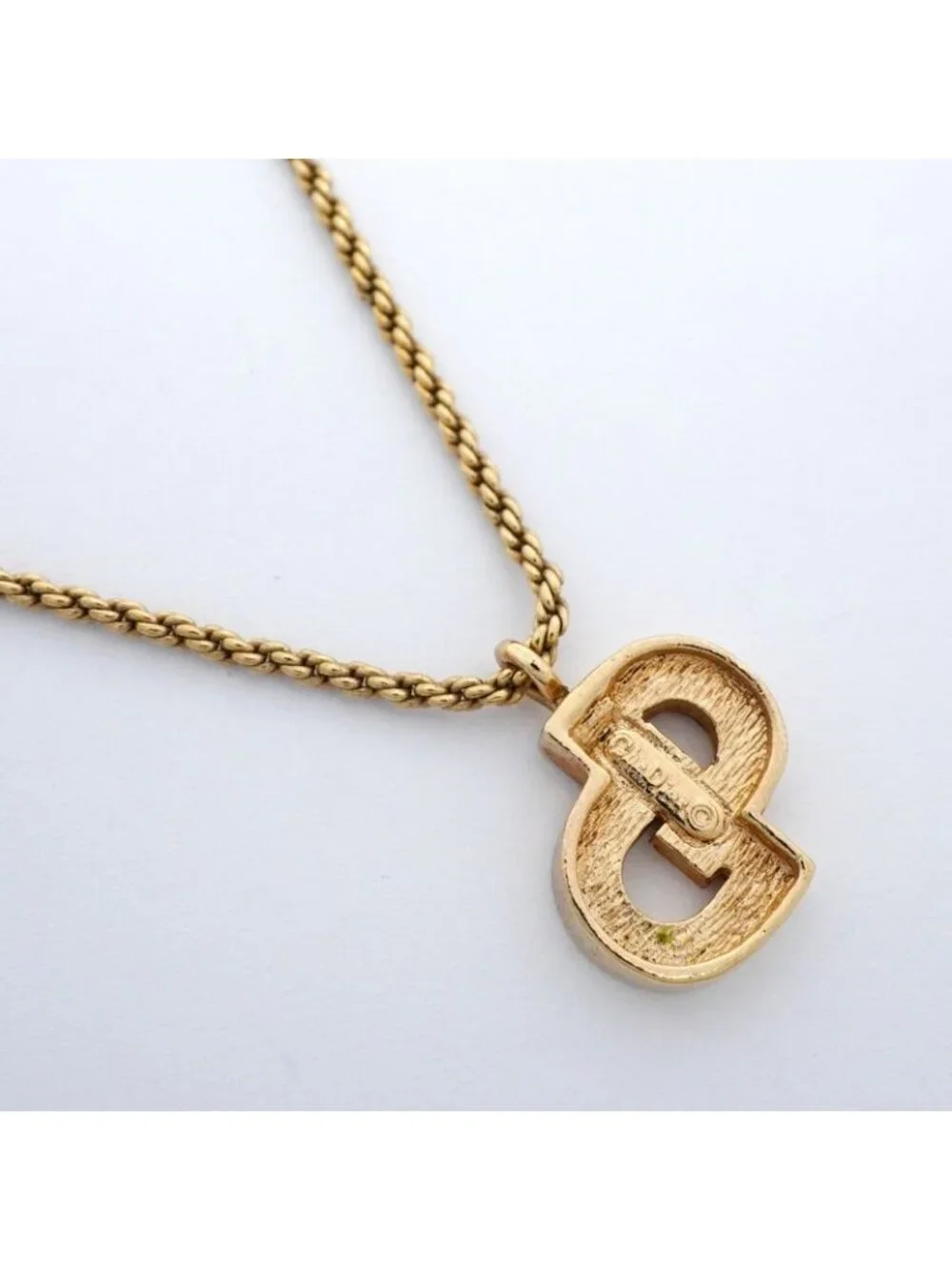 ★SOLD★ Dior Necklace Cdlogo Gold Plated Line Stone - Picture 2 of 9